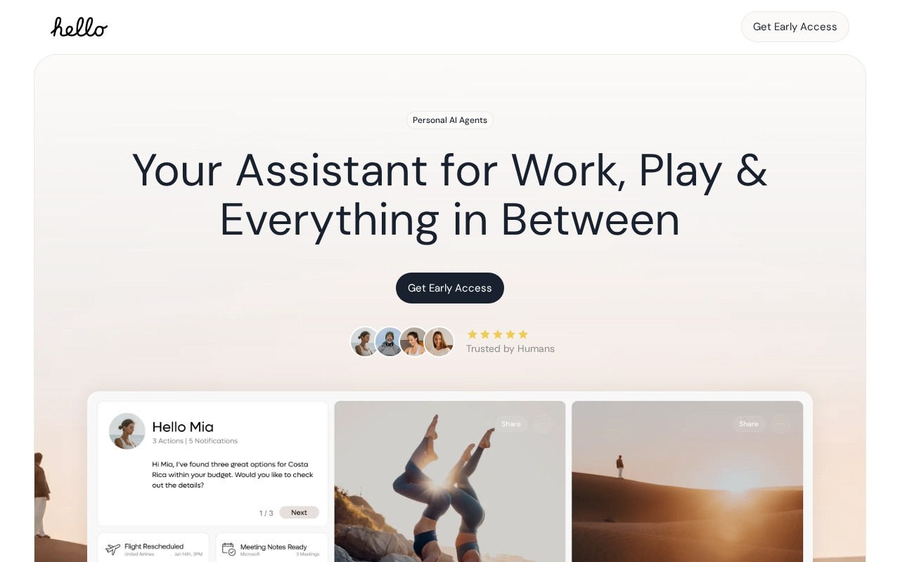 Hello - Personal AI Agents官网截图