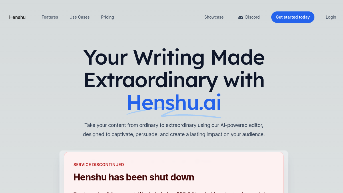 Henshu.ai官网截图
