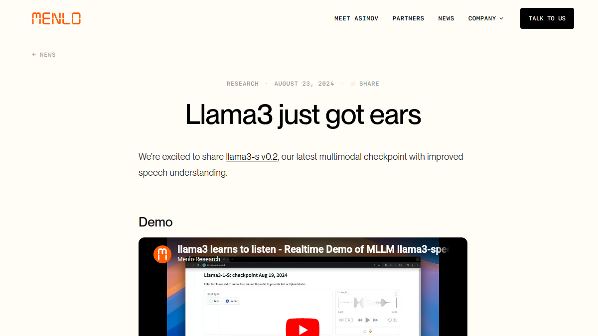 Llama3-s v0.2官网截图