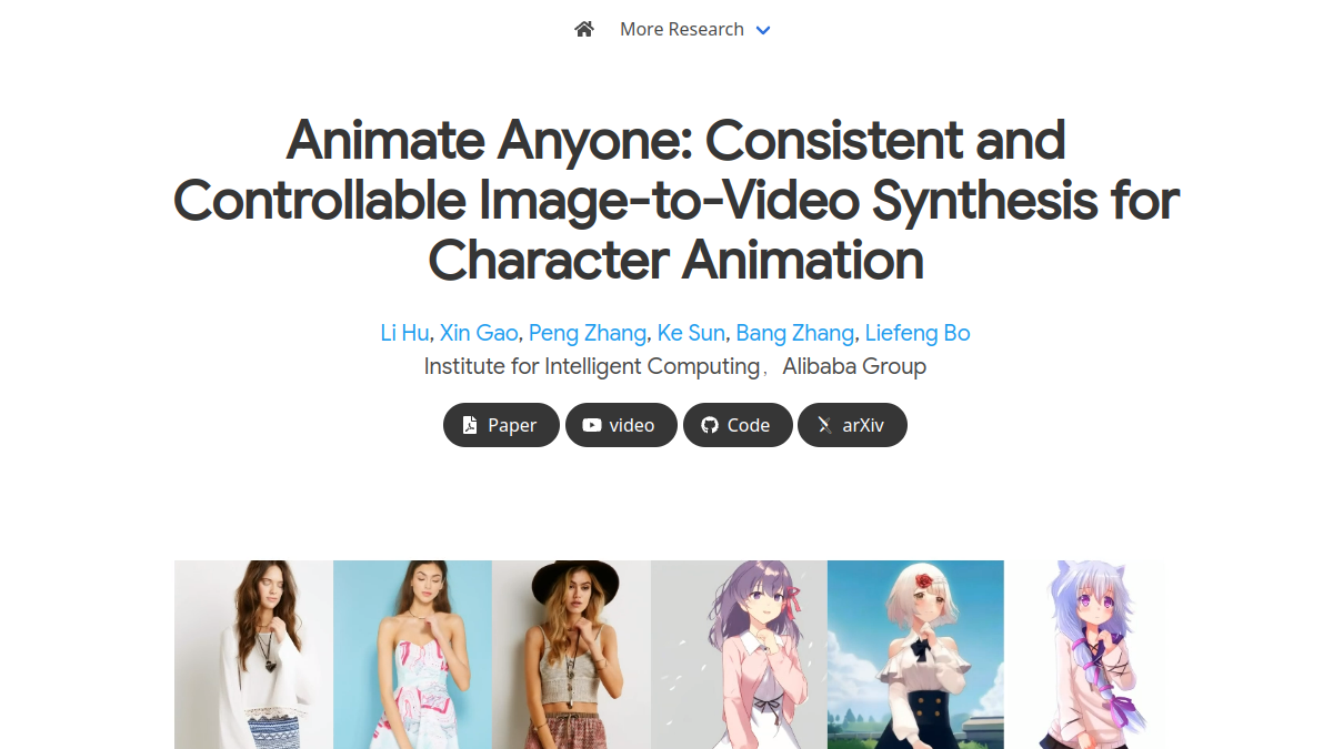 Animate Anyone官网截图