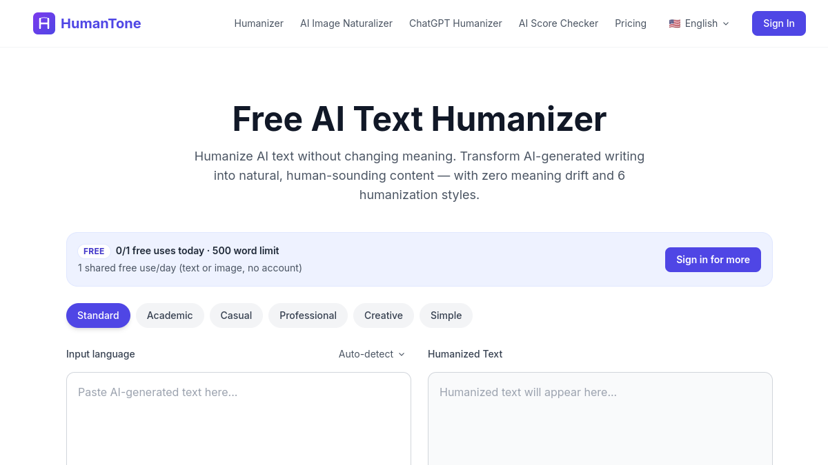 Humantone官网截图