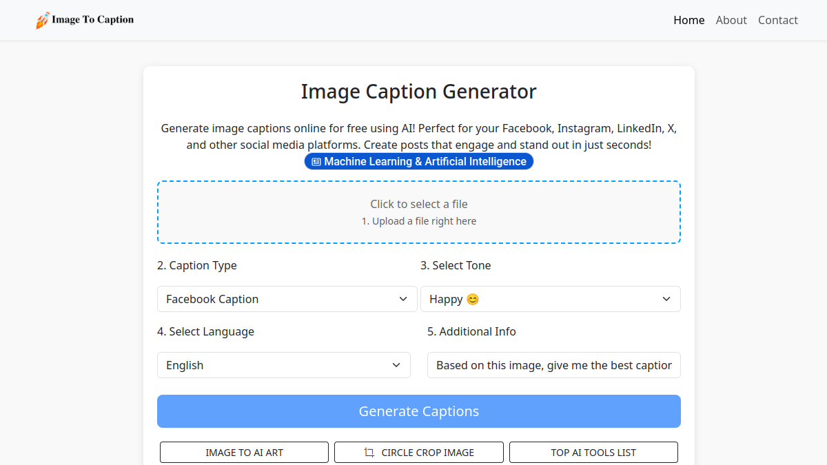 Image to Caption官网截图