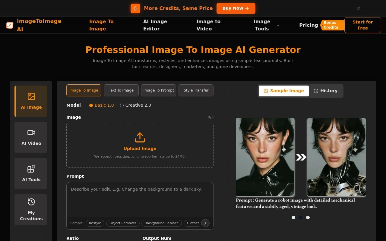 ImageToImage AI官网截图