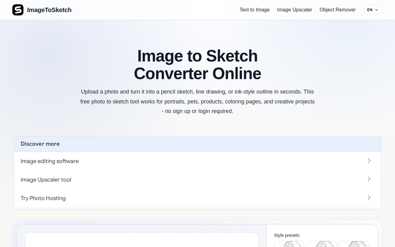ImageToSketch官网截图