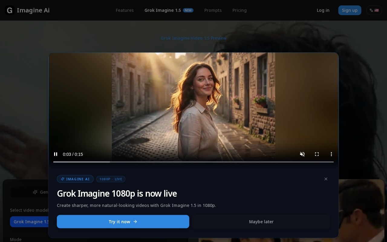 Grok Imagine 1.5官网截图