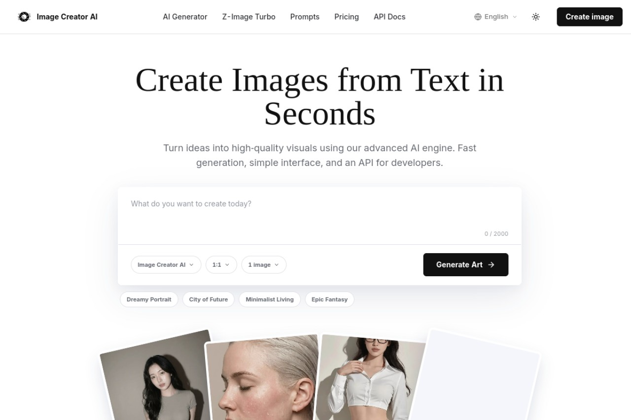 Image Creator AI官网截图