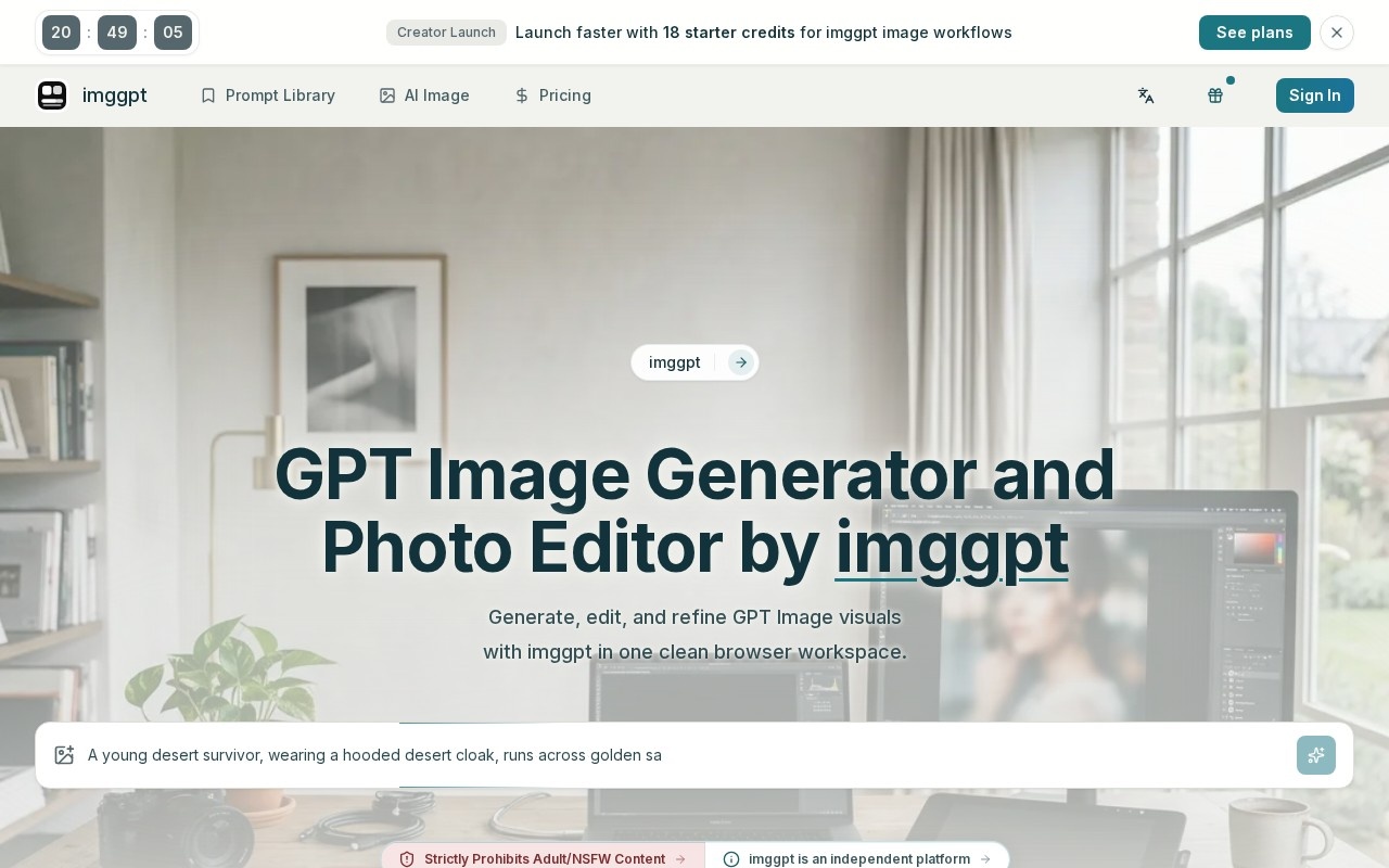 Imggpt - GPT Image AI官网截图