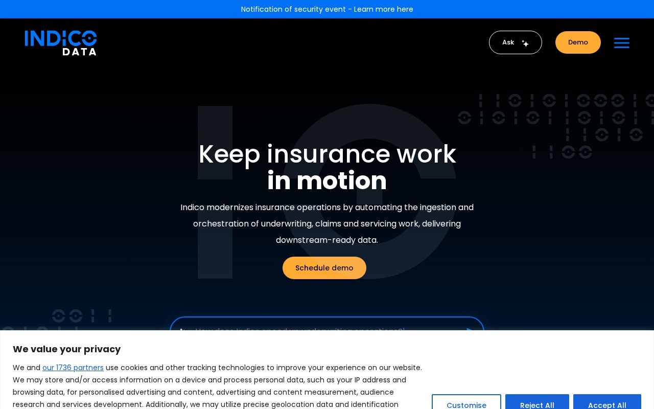 Indico Data官网截图