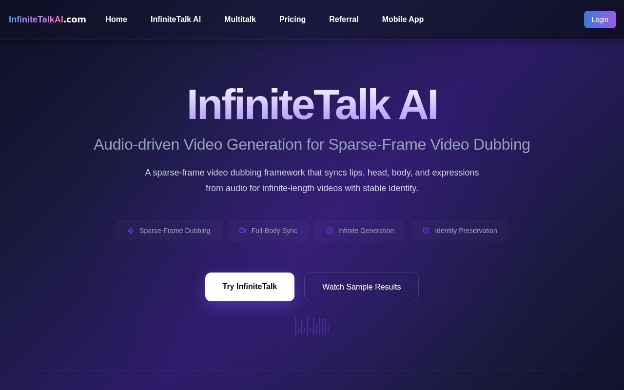Infinite Talk AI官网截图
