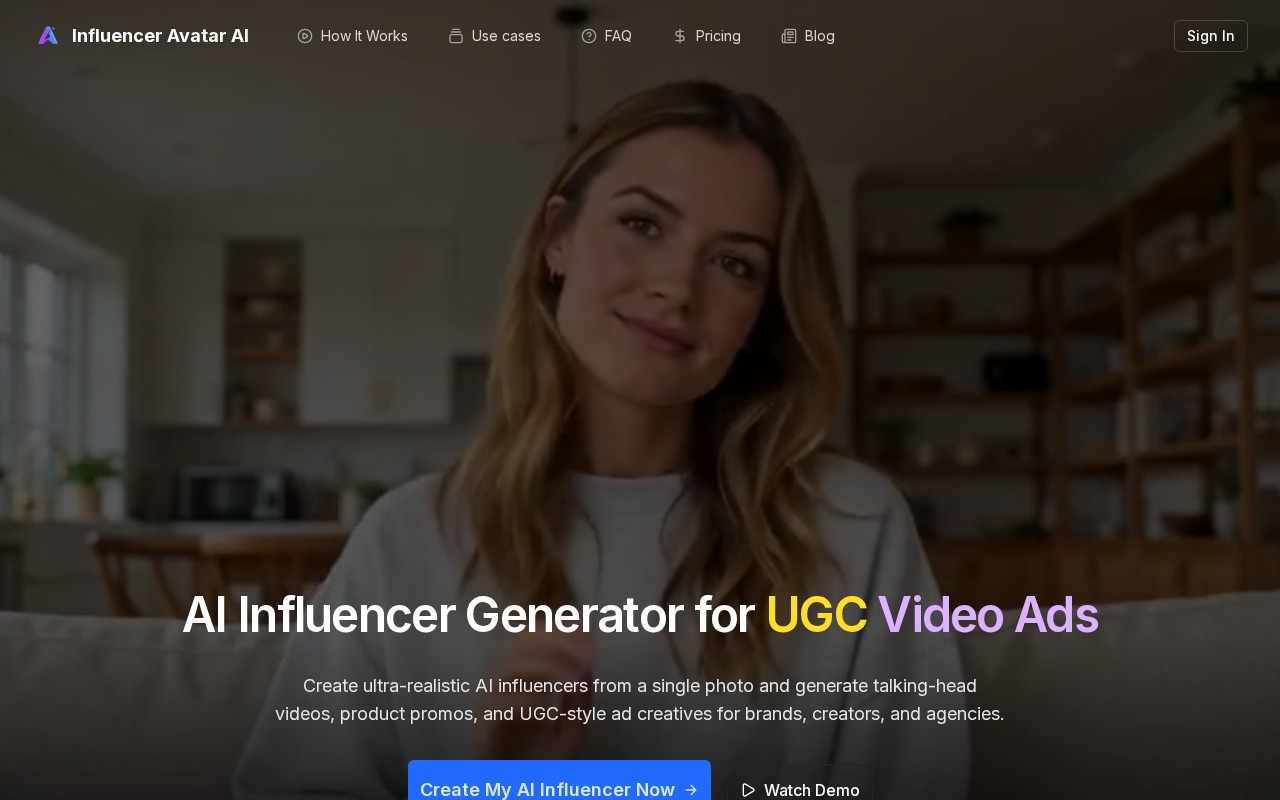 Influencer Avatar AI官网截图