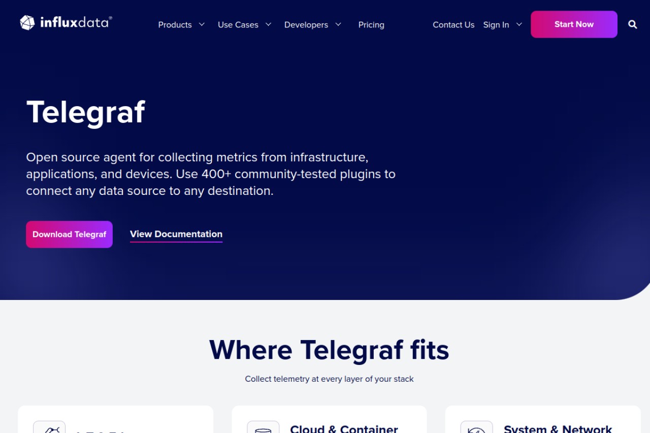 Telegraf官网截图