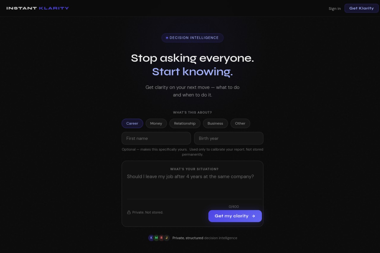 Instant Klarity官网截图