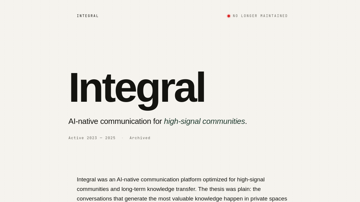 Integral官网截图