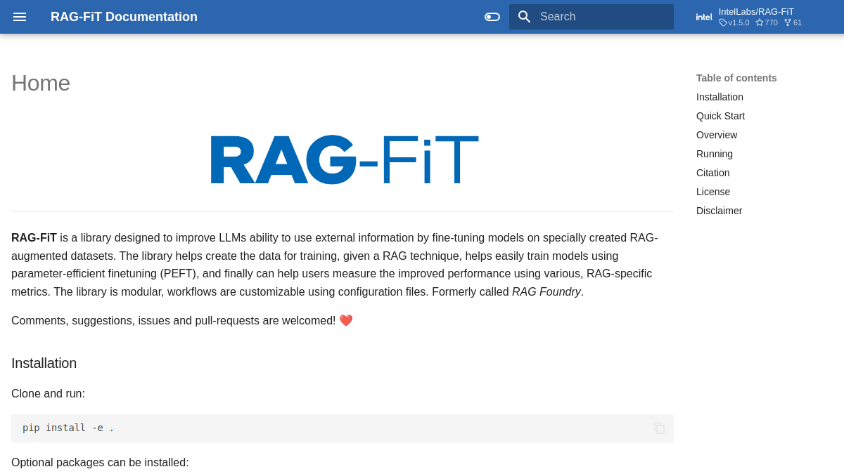 RAG-FiT官网截图