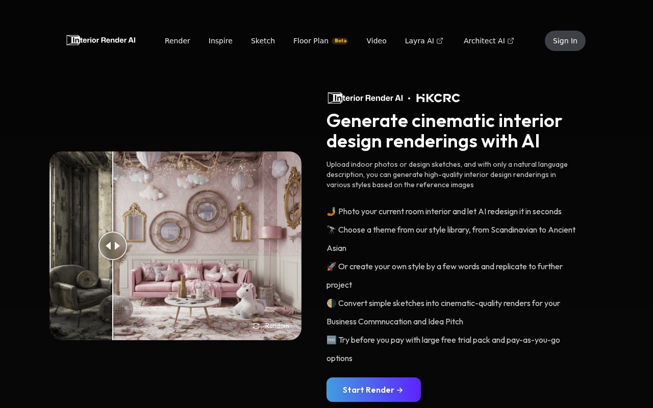 Interior Render AI官网截图