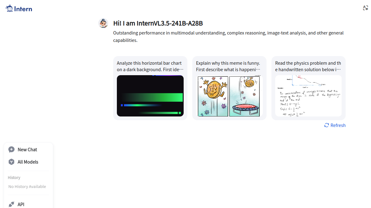 OpenGVLab InternVL官网截图