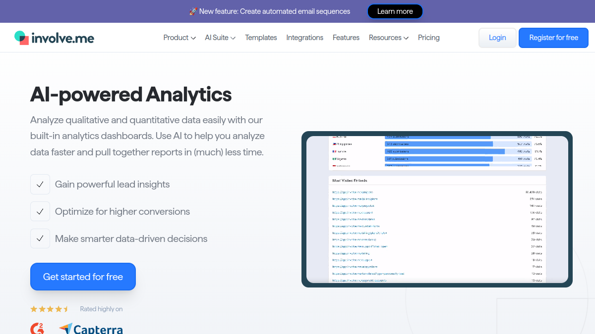 involve.me AI-powered Analytics官网截图