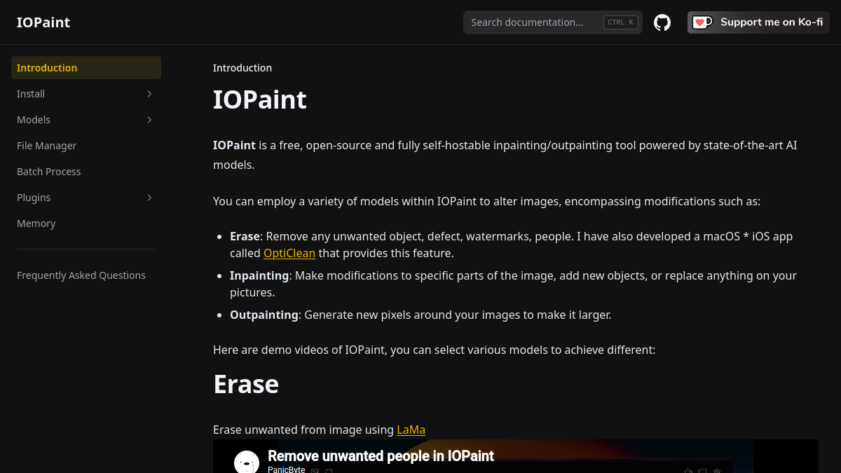 IOPaint官网截图