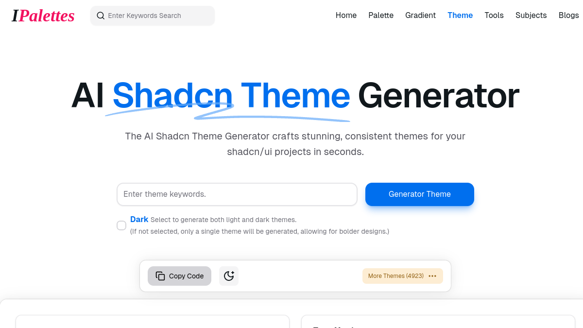 AI Generator shadcn Theme官网截图
