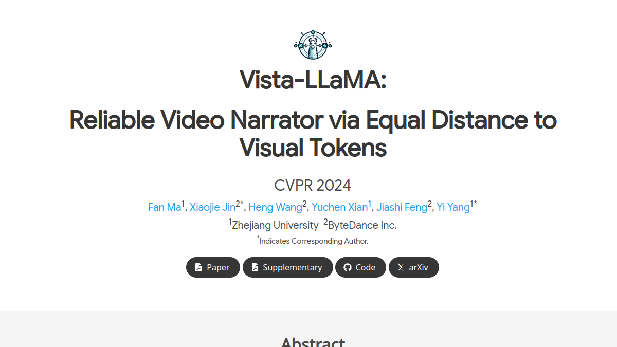 Vista-LLaMA官网截图