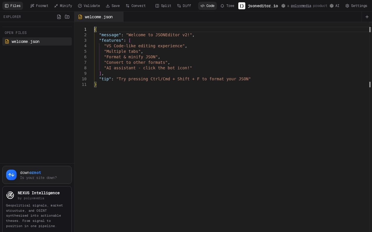 JSONEditor.io官网截图