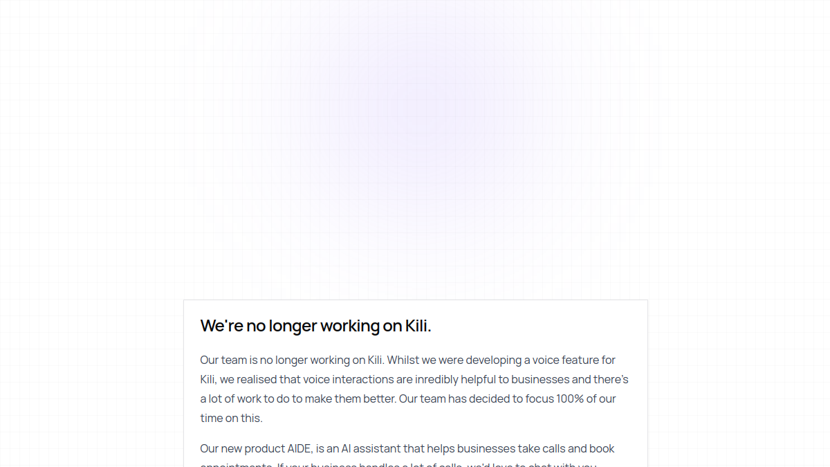 Kili官网截图