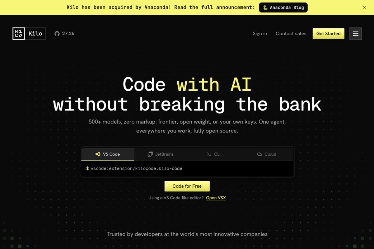 Kilo Code官网截图