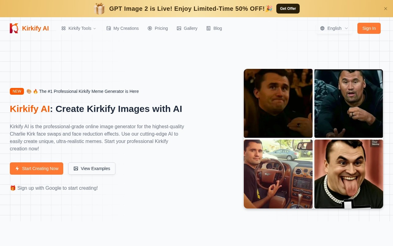 Kirkify AI Image Generator官网截图