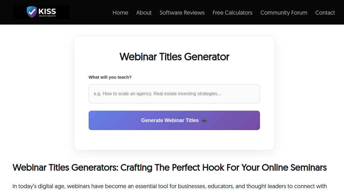 Webinar Titles Generator官网截图