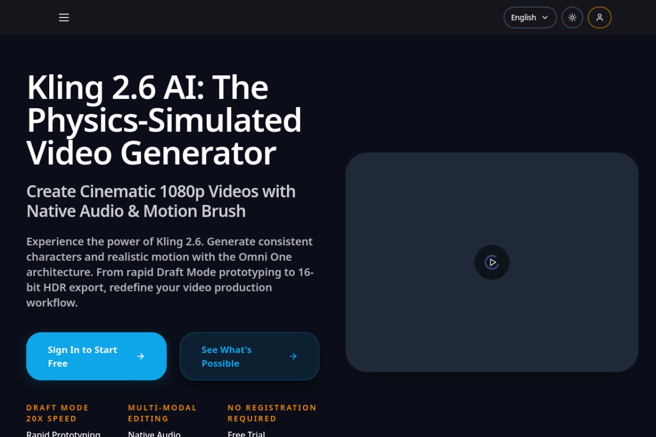 Kling 2.6 AI官网截图