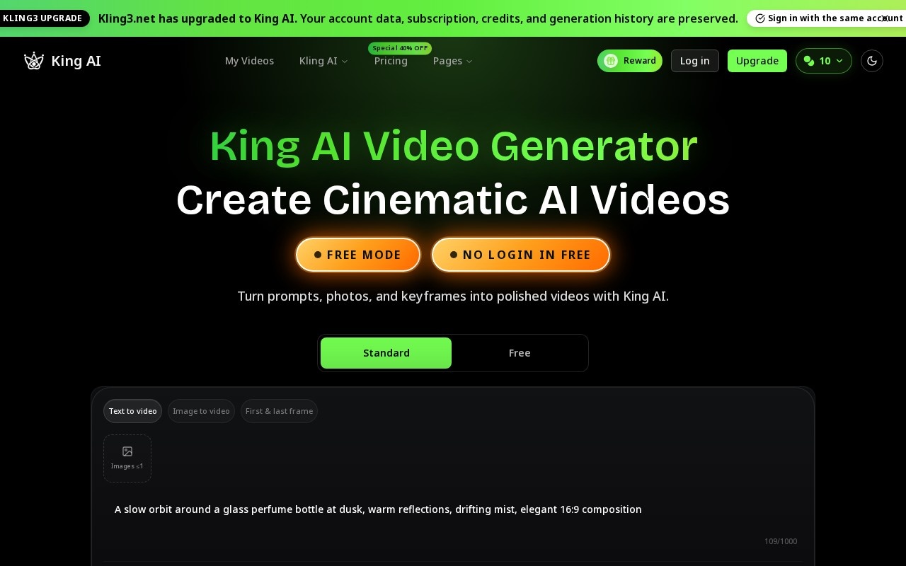 Kling 3 AI官网截图