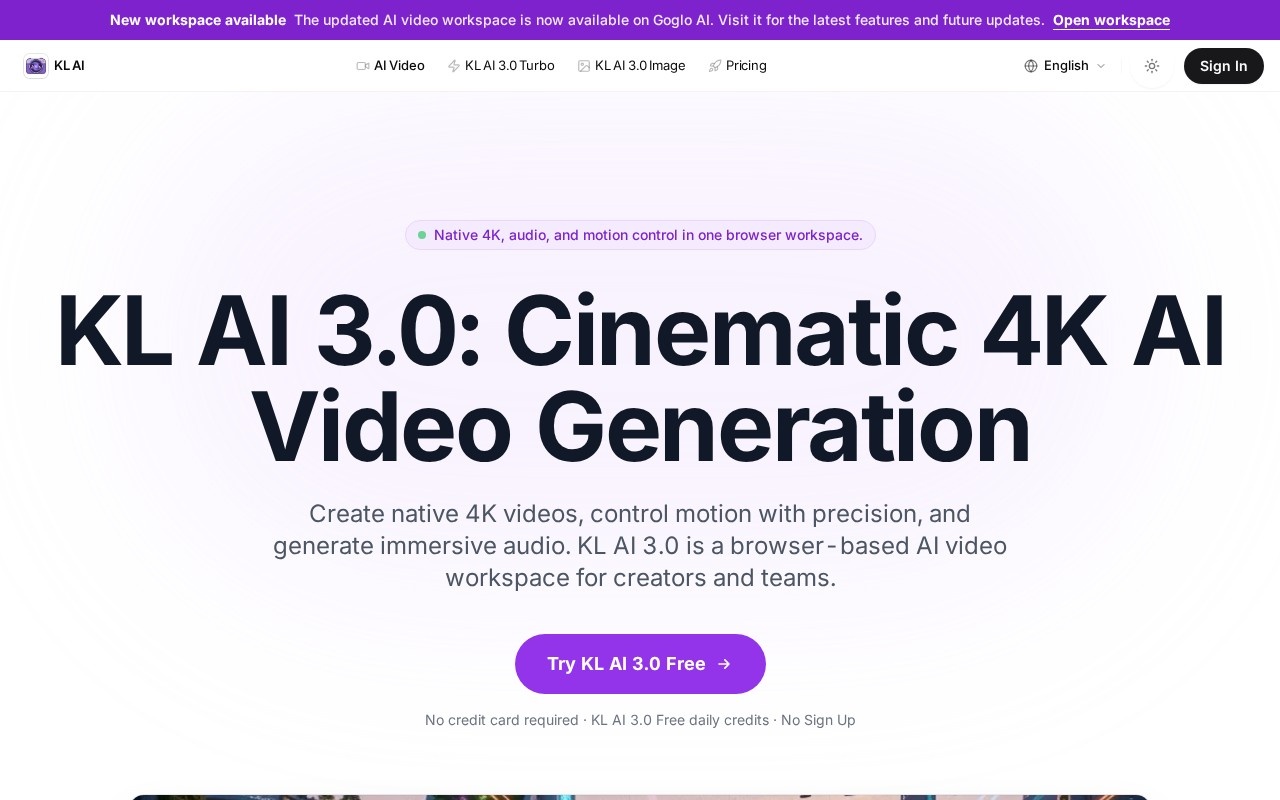 Kling3 AI官网截图