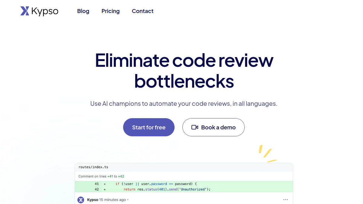 Kypso for Code Reviews官网截图