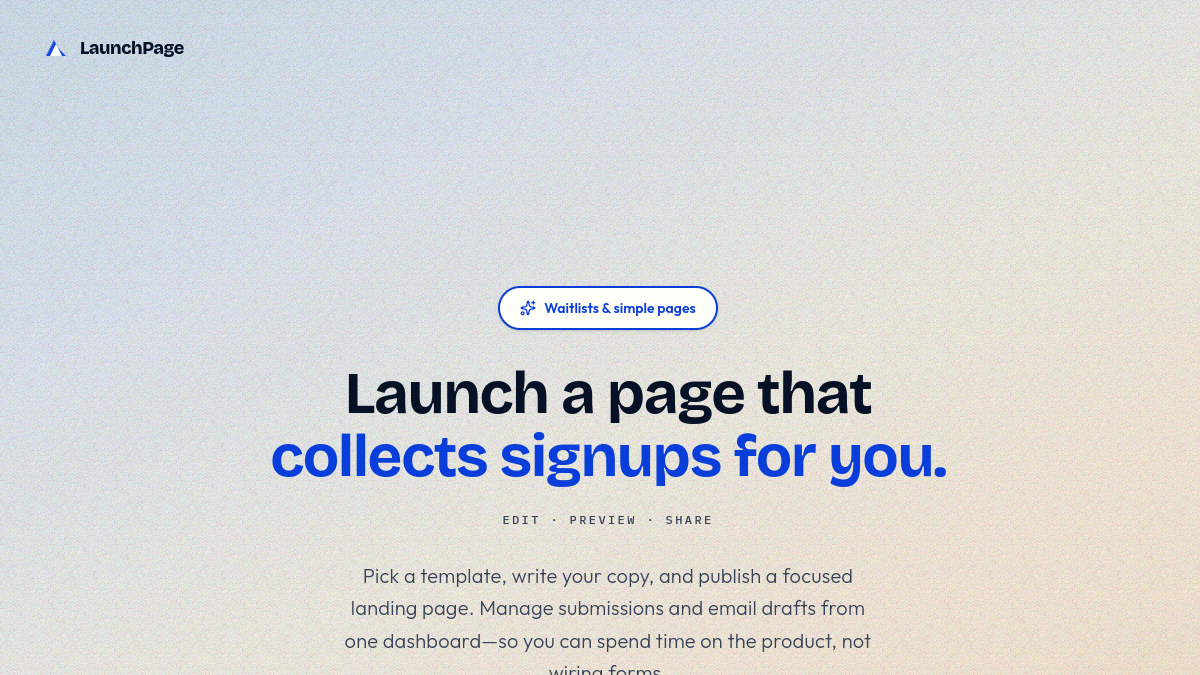 Launchpage官网截图