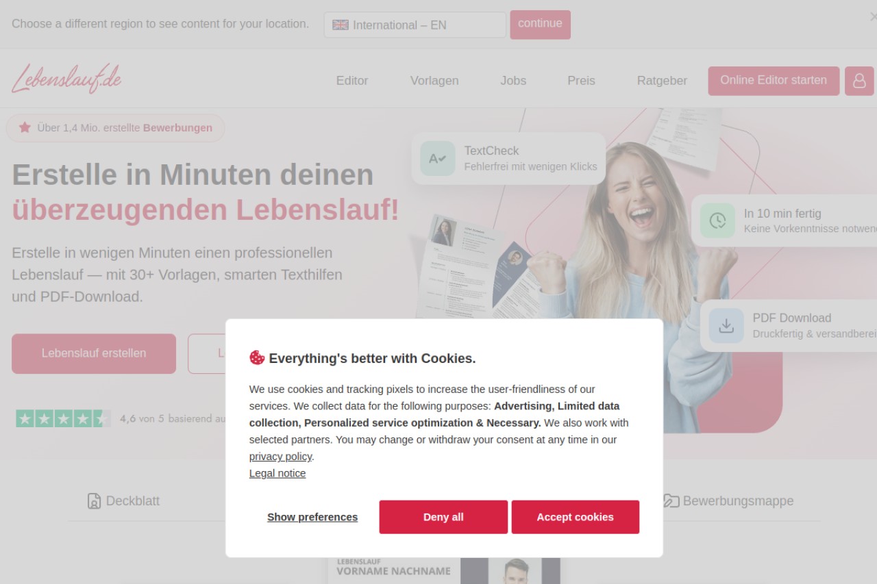 Lebenslauf.de官网截图