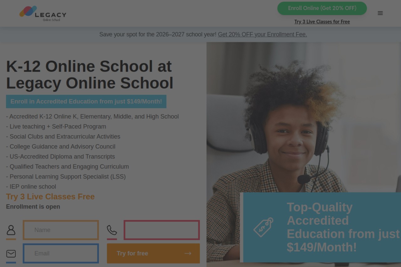 Legacy Online School官网截图