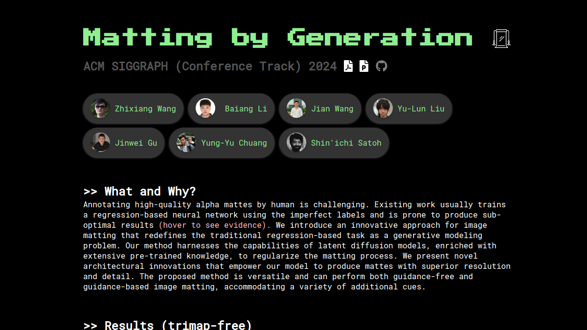 Matting by Generation官网截图