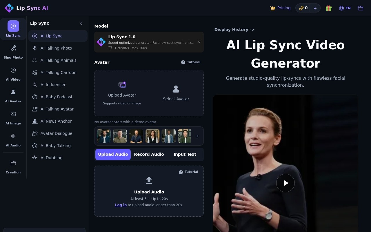 Lip Sync AI Video Generator官网截图