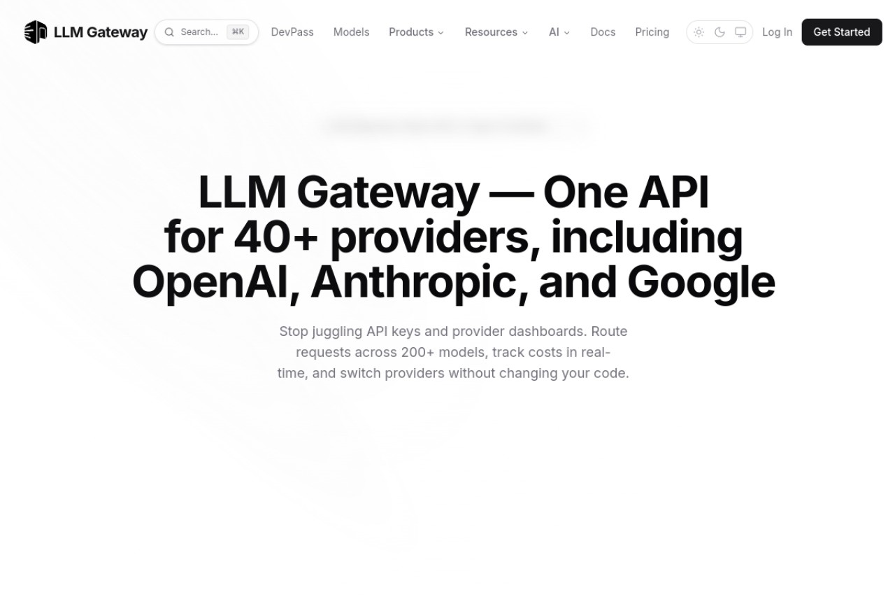 LLM Gateway官网截图