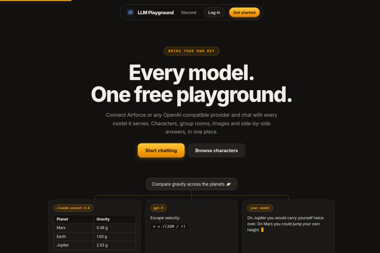 LLMPlayground官网截图
