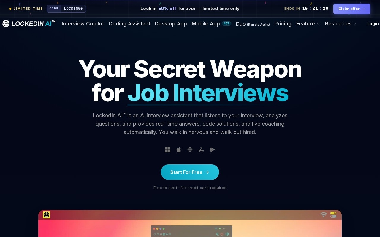 LockedIn AI官网截图