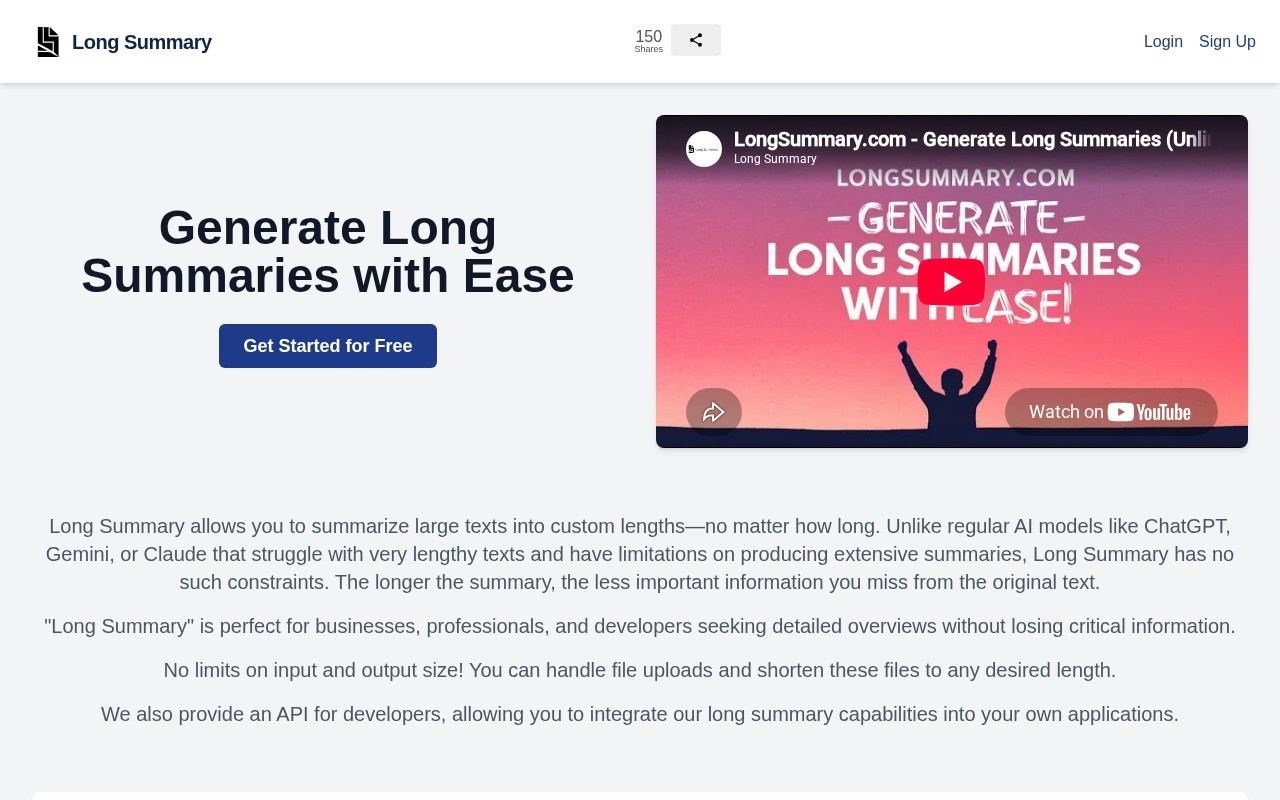 Long Summary官网截图