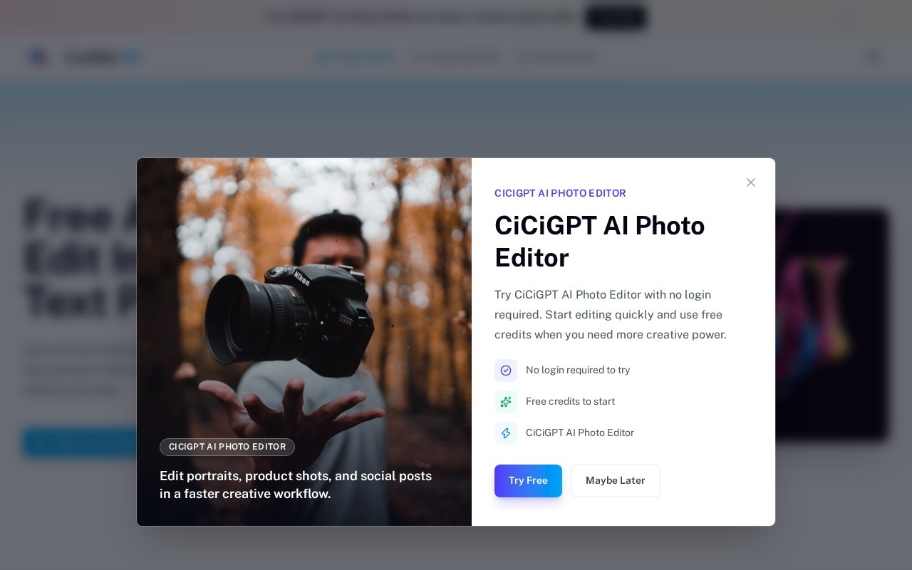 Free AI Image Editor with Prompt - Luckiss AI官网截图