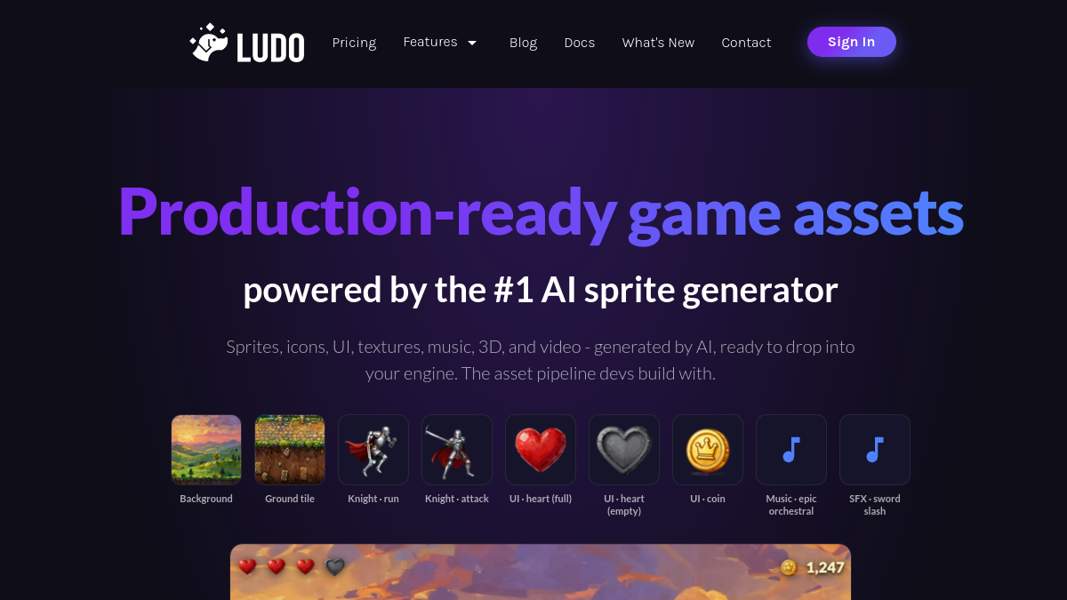 Ludo.ai官网截图