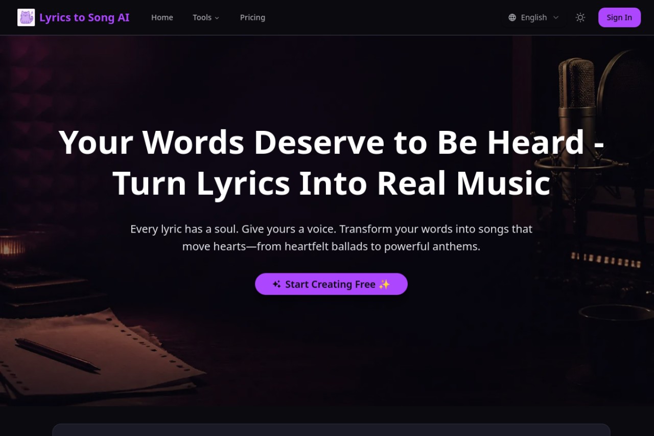 Lyrics To Song AI官网截图