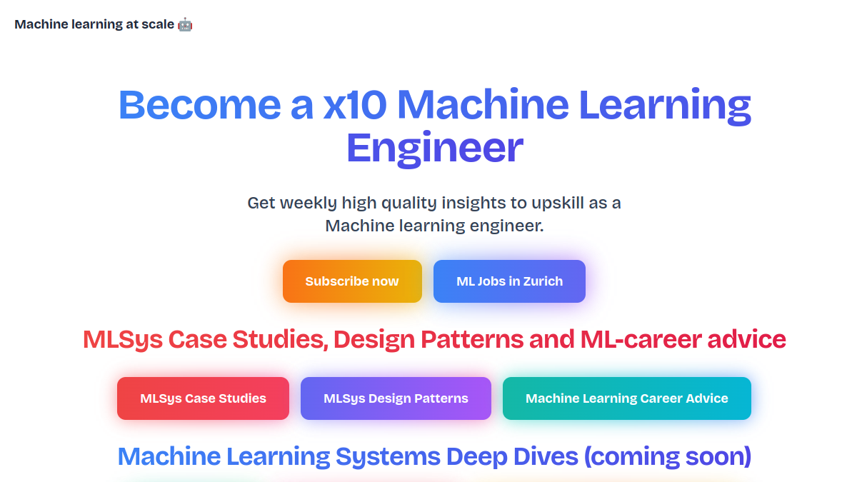 Machine learning at scale官网截图