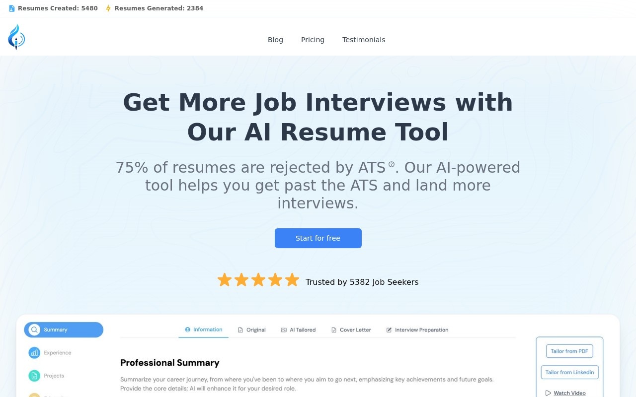 Magic Resume AI官网截图