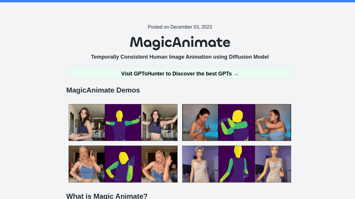 MagicAnimate Playground官网截图