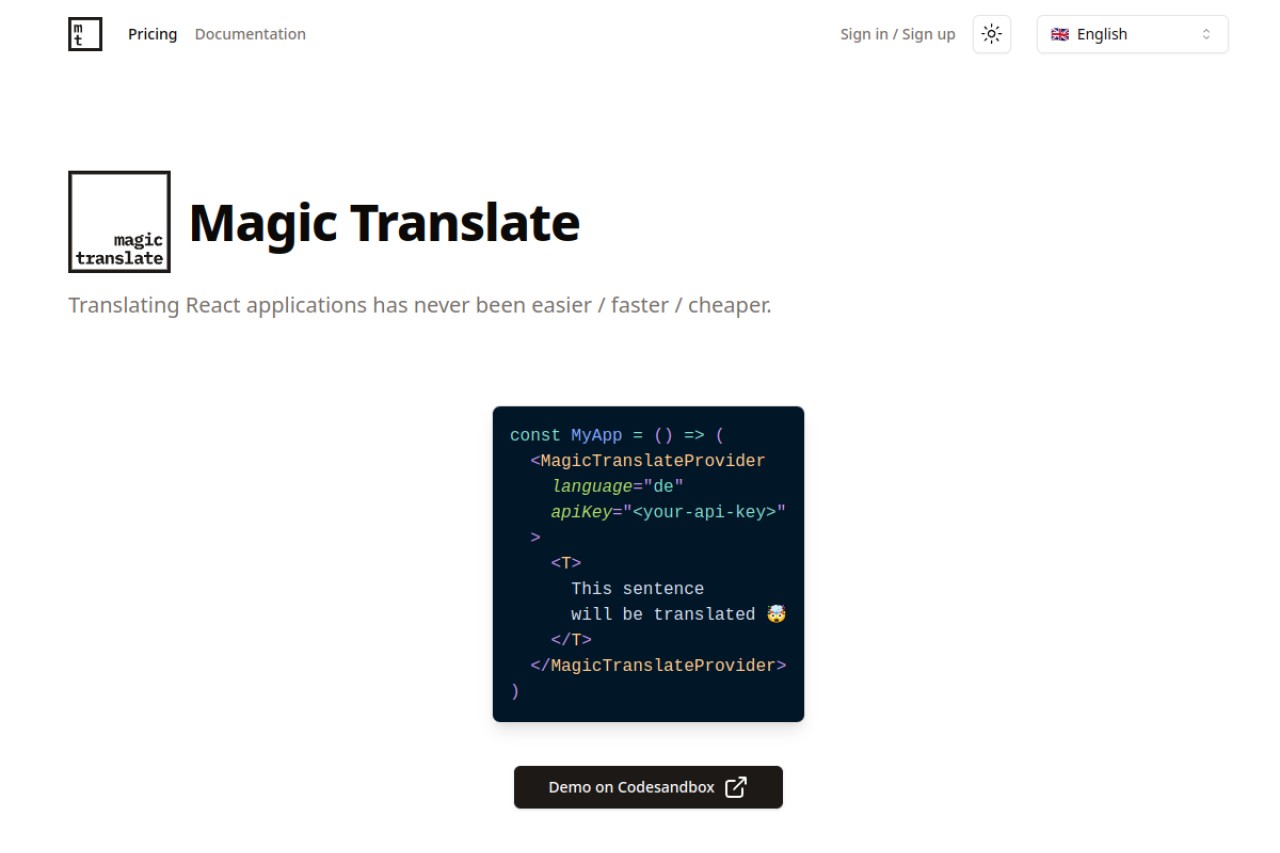 Magic Translate官网截图