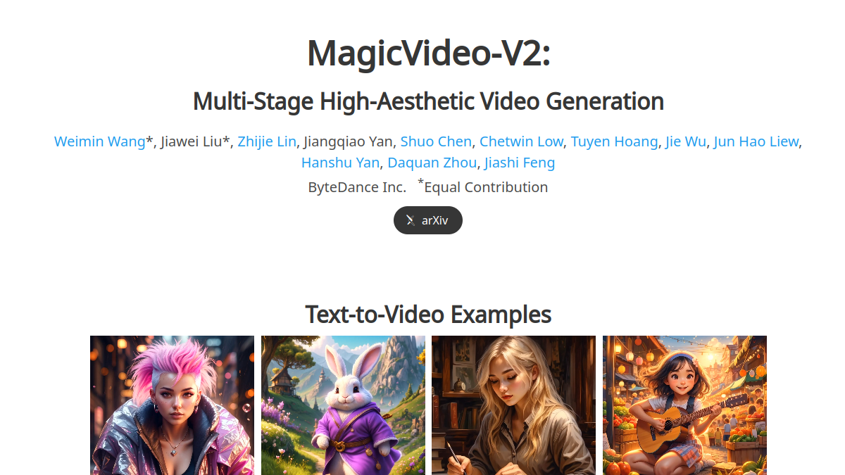 MagicVideo-V2官网截图
